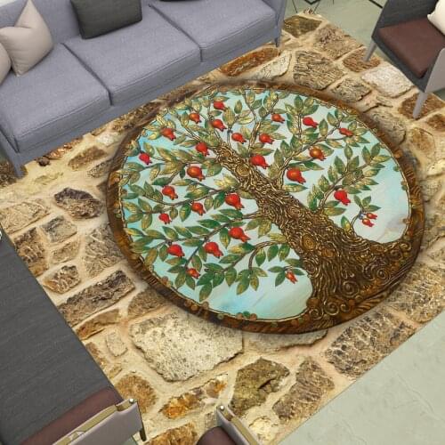 Stone Tree of Life Area Rugs Large Brickwall Kitchen Sofa Mat Living Room Bedroom Bathroom Decoration Carpet Print Rubble