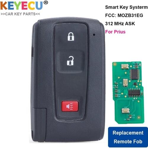Keyecu 2+1/ 3 Buttons 312MHz Keyless Go Remote Key FCC: B31EG-485 TOY43 for TOYOTA Prius MOZB31EG with Emergency Key 89994-47061