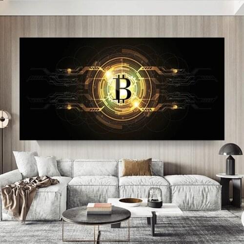 Classic Modern Digital Virtual Currency Bitcoin Poster Mural Family Bedroom Childrens Room Wall Decoration Canvas Art No Frame