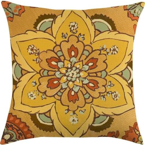 Mandala Linen Cushion Cover Bohemian Style Flower Pillowcase for Sofa Bed Decorative Pillow Covers Floral Home Decor Accessories