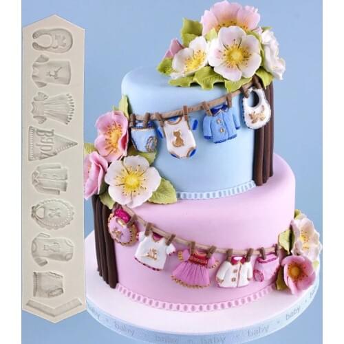 Minsunbak New Lovely children clothes Fondant silicone mold Sugar Craft Tools Chocolate Moulds