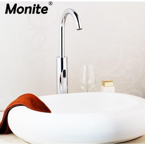 Monite 360 Swivel Tall Bathroom Basin Sink Faucet Hot Cold Water Mixer Tap Touch-Free Infrared Basin Tap Automatic Sensor Faucet