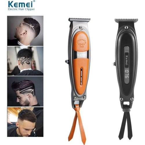 Kemei KM-1946/KM-1945 Mens Hair Trimmer USB Leather Electric Hair Clipper With 4 Limit Comb Precision Trimming Machine Styler