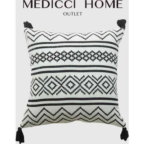 Medicci Home Boho Cushion Cover Black And White Simple Bohemian Tribe Ethnic Geometry Chenille Throw Pillow Case Free Shipping