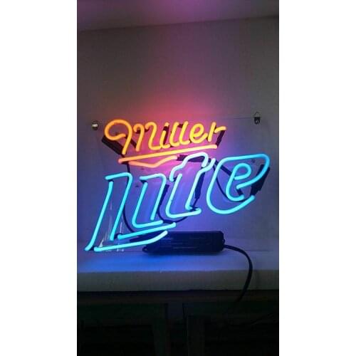 14“ Miller Lite Acrylic Custom Neon Light Lamp Sign Beer Bar Handmade Real Glass Decorate Home Wall Room Windows Tube Artwork