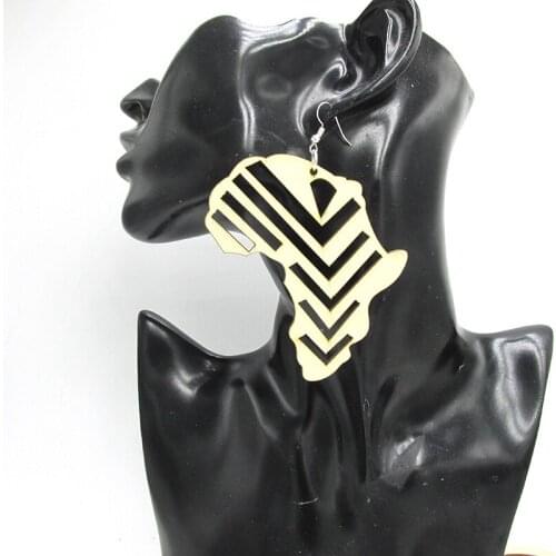Newest African Map wood Earrings