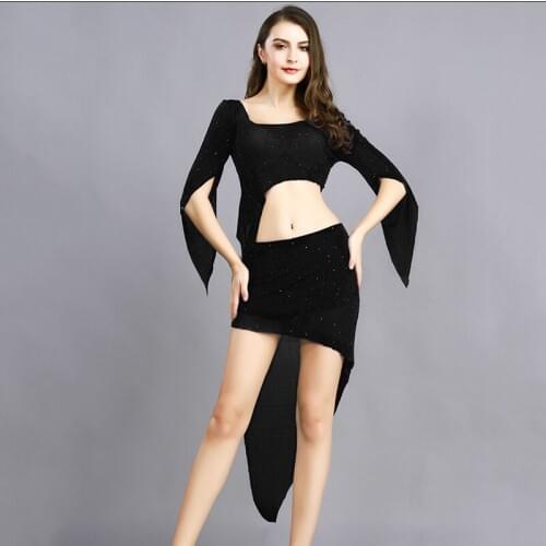2019 New Sexy Belly Dance Costume Latin Dance Bellydance Clothing Performance Dancing Dress Set 2pcs Top&Skirt