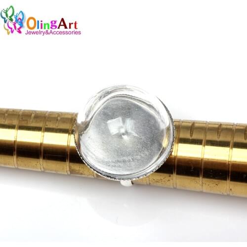 OlingArt 6pcs/Lot Inside Diameter 25mm Tibetan silver plated pad Adjustable Ring care DIY Jewelry making Findings Accessories