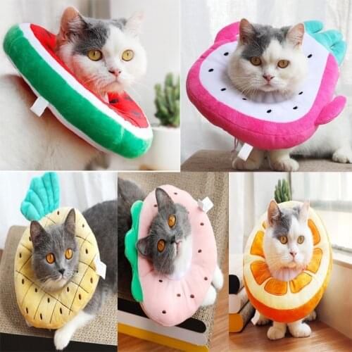Pet Cat E-Collar Recovery Cone Protection Collar Adjustable Cotton Blends Neck Recover Collar Printed Elizabeth Circle for Cat