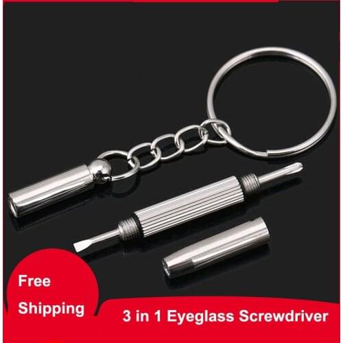 3 in 1 Eyeglass Screwdriver Keychain Screwdriver Eyeglass Sunglasses Watch Multifunctional Portable Repair Kit Tool