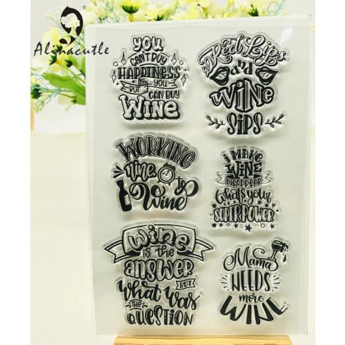 CLEAR STAMPS Wine Sentiment Scrapbooking Card Album Paper Craft Rubber Roller Transparent Silicon Clear Stamp AlinaCraft