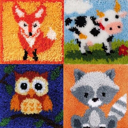 Cute Animals Latch Hook Kit Latch Hook Kit Latch Hook Smyrna knooppakket Handwerken knooppakket Latch Hook Cushion kussen Haken