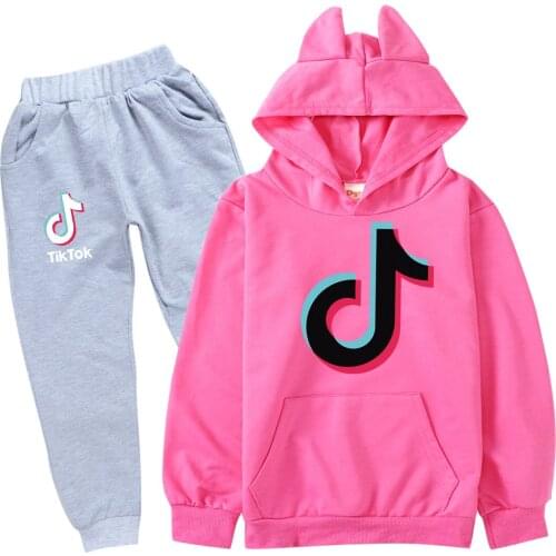 TIK TOK Kids Tracksuit Autumn boys Clothing Sets Cartoon Children Girls Clothes Kids Hooded Pants 2 Pcs Suits