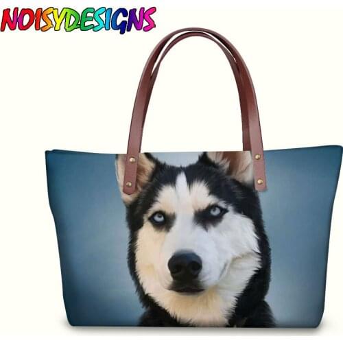 Husky German Shepherd Dog Women Fashion Handbags 3D Animal Print Large Capacity Top Handle Bags Tote Bags mochilas infantil