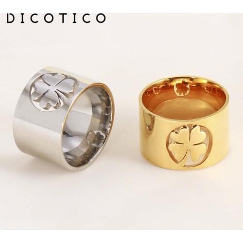 Dicotico High Polished Stainless Steel Clover Ring For Women Color Color Finger Rings Fashion Jewelry Wholesale Rings