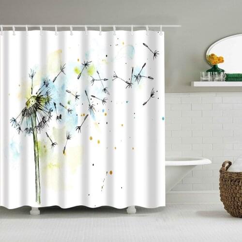 Plant Color Dandelion Shower Curtain Fashion Bath Accessories Set with 12 Hooks Waterproof Polyester Fabric Bathroom Decoration