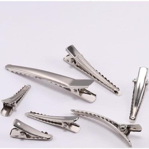 20pcs/lot 25-60mm Rhodium Single Prong Alligator Hair Clips Blank Base For DIY Hairpins Jewelry Making Findings Accessories