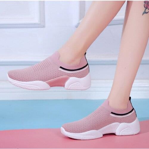 Womens Shoes Fashion Breathable Mesh Basket Slip on Flats Sock Casual Running Female Womens Walking Sneakers Shoes