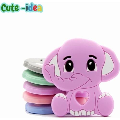 Cute-idea 1pc Elephant Teether Cartoon Animal Baby Teethers Food Grade Silicone Beads Baby Products Chewable Pacifier Toys DIY
