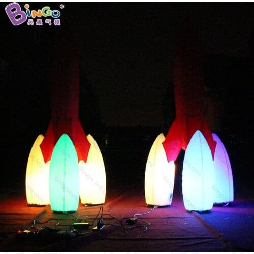 2m Tall inflatable rocket balloon with colors changing, giant inflatable rocket toys with lights N blower