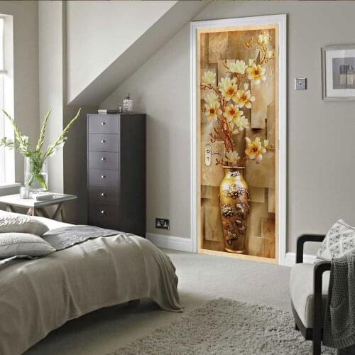 3D creative Vase sculpture door stickers wall stickers self-adhesive waterproof removable
