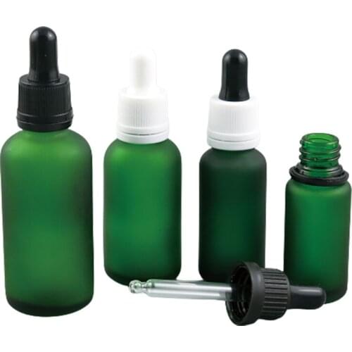 5ml 10ml 15ml 20ml 30ml 50ml 100ml Refillable Frost Green Glass Eye Dropper Bottle for Essential Oil Use 200PCS