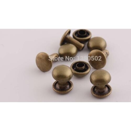 50sets/lot Bronze Color 8*10mm Metal Double Cap Rivets Stud Rivets for Garment Shoes Belt Leather Craft