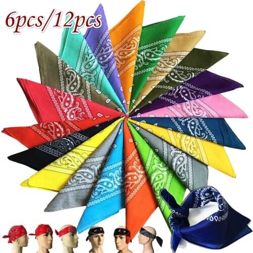 6PCS / 12PCS Unisex Men and Women Cotton Headband Hair Band Denim Mens Locomotive Sports Headdress Double-sided Head Scarf