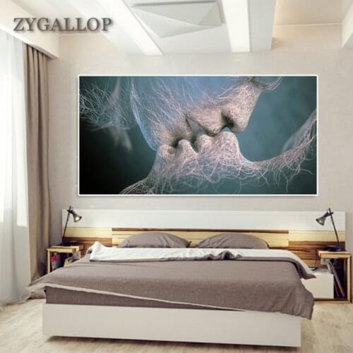 ZYGALLOP Abstract Artwork Kissing Couple Canvas Painting Art Print Poster Modern Home Decor Wall Painting Living Room Decoration