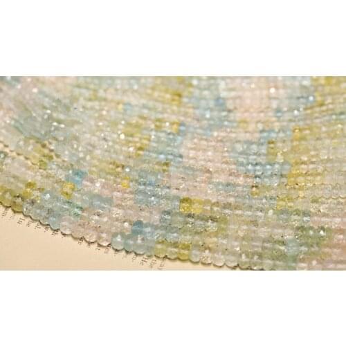Aquamarine loose beads faceted roundel 3.8-4mm 32cm for DIY jewelry making FPPJ wholesale beads nature gem stone
