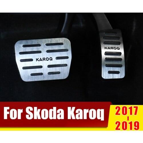 Aluminum Car Fuel Accelerator Pedal Brake Pedals Pads Non-Slip Cover Case Protector For Skoda Karoq 2017 2018 2019 Accessories
