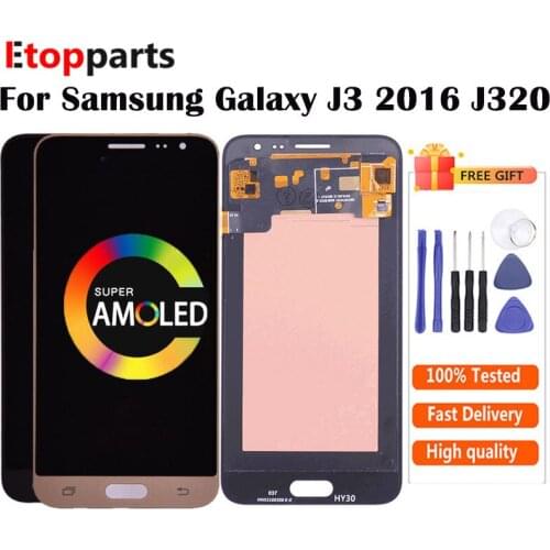 AMOLED For Samsung Galaxy J3 2016 Display J320 J320A J320F J320P J320M J320Y J320FN LCD Screen + Touch Screen Digitizer Assembly