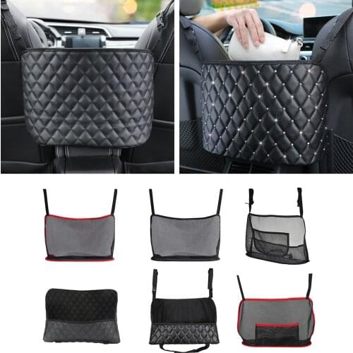 Handbag Holder Car Storage for Purse & Pocket for Smaller Items - Helps as Dog Barrier,Driver Storage Netting Pouch Bag on Back