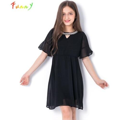 Children Ruffle Sleeves Chiffon Dresses for Girls Clothes 8 10 12 14 Years Party Toddler Girl Dress Summer Teenager Vestidos