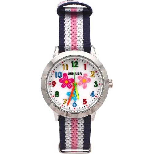 Flowers Watch Children Kids Watches Casual Fashion Cute Students Watch Life Waterproof Nylon Strap Quartz Wrist Watch