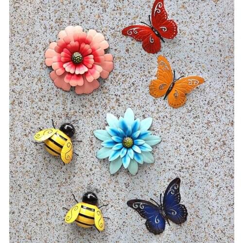 Outdoor Wrought Iron Flower Butterfly Furnishing Garden Lawn Accessories Decoration Courtyard Balcony Metal Ornaments Crafts Art