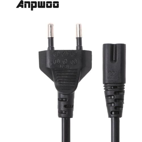 ANPWOO 1pc 0.6M 2ft-Prong Pin AC EU Power Cable High Quality Wire Conductor Power Cord For Desktop Laptop