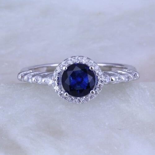 Love Monologue Lovely Round Blue Cubic Zirconia Silver Color Rings for Women Jewelry X0355 Size 6 / 7 / 8 / 9 / 10