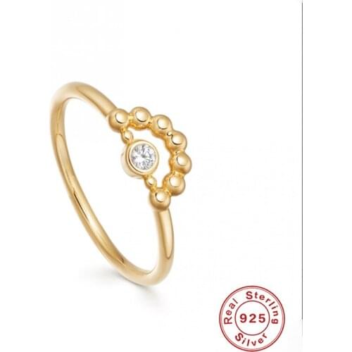 Aide 925 Sterling Silver Rings For Women Luxury All-Match Fashion Mini Zircon Diamond Curved Beaded Hollow Ring Fine Jewelry