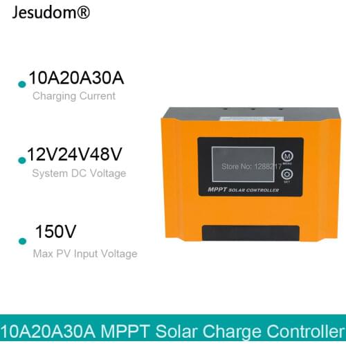 MPPT Solar Charge Controller 10A 20A 30A LCD Display 12V 24V 48V Auto Solar Cell Panel Charger Regulator street lmp monitoring
