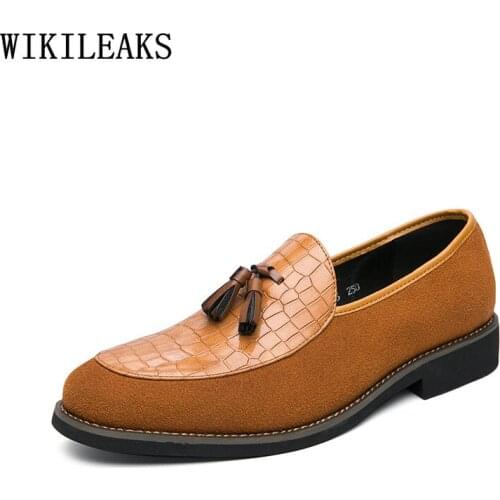 Brown Designer Slip on Shoes Men Black Loafers Dress Shoes for Men 2021 Square Toe Party Shoes for Men Chaussure Homme Zapatos