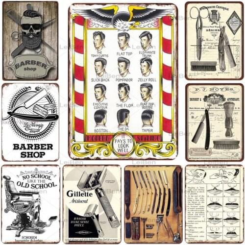Barber Shop Metal Tin Sign Vintage Plaque College Dormitory Decoration Haircut Shaved Beard Art Wall Stickers Home Decoration