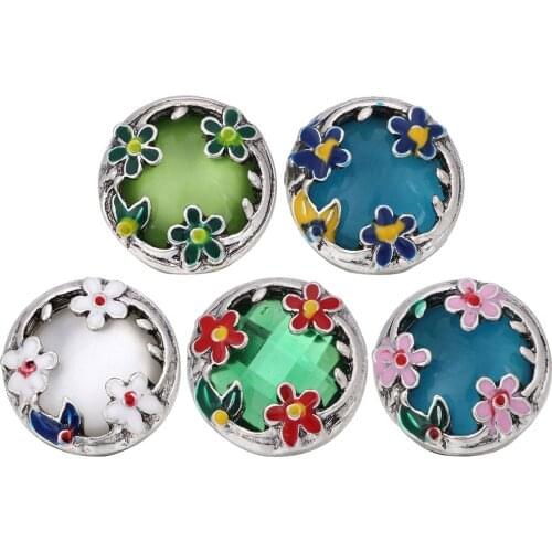 10pcs/lot 2019 Snap Button Jewelry Metal Snap Buttons Fit Hollow Box Flower 18mm Snap Bracelet Bangles Women DIY Snap Jewelry