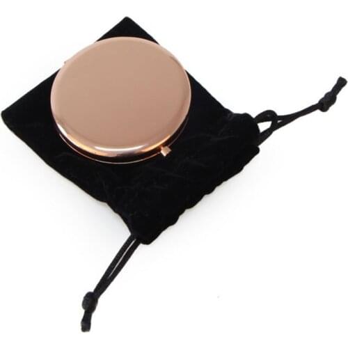 Rose Gold Metal Makeup Mirror Round Compact Cosmetic Mirror Fashion Colour Pocket Mirror + Black Velvet Bag 5 pieces/lot#18413