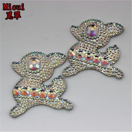 Micui 10pcs 40*44mm AB Clear deer Resin Rhinestone Flatback Rhinestones Gems Stone for crafts clothing dress decoration ZZ501