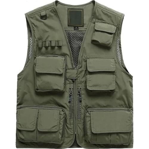 Jacket Men Hiking Vests Outdoor Multi-pockets Thin Mesh Military Vest Male Quick Dry Photographer Fishing Waistcoat