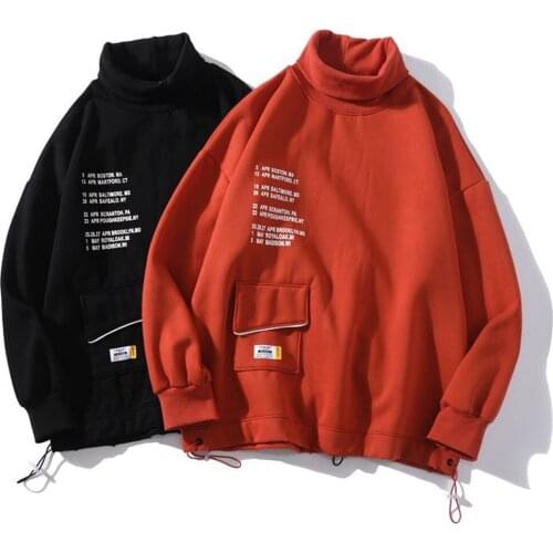 Mens Hoodies Patchwork Autumn Sweatshirt Fashion Hip Hop Harajuku Japanese Turtle Neck Streetwear Hoodie Men Sweatshirts Women