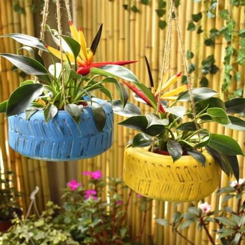 Wall Hanging Flower Pot Creative Tires Shape Flowerpot Plant Growth Potted Succulent Plant Pot Garden Home Decorations