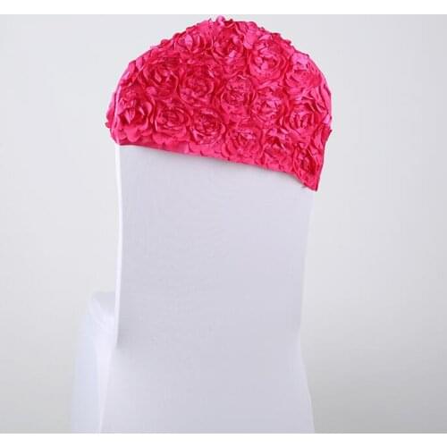 Newest Elegant Rose Flower Chair Cover Cap Wedding Decoration