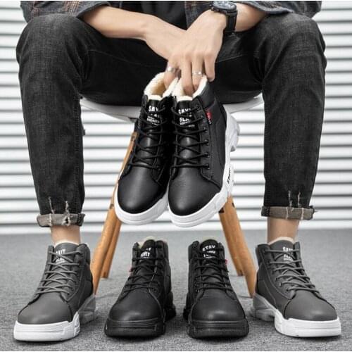 2020 new mens Martin boots lace up warm cotton boots non-slip tooling snow boots black casual shoes high quality nude boots men